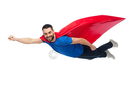 自由,力量,运动人的快乐的人红色超级英雄斗篷空中飞行图片