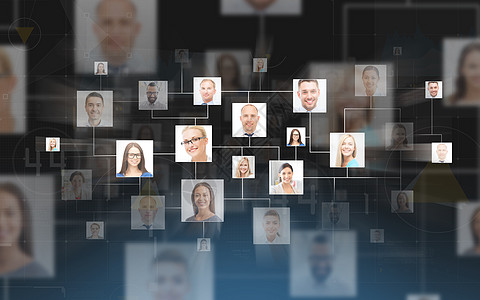 商业,人,人力资源,社会网络技术接触图标的深蓝色背景深蓝色背景的商业联系图片