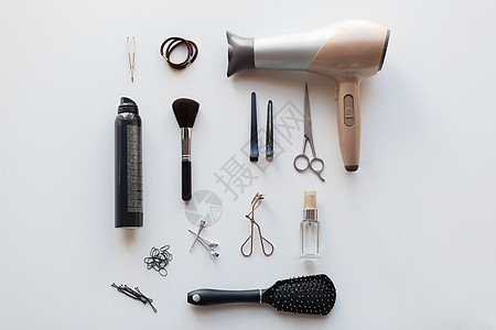 头发工具,美容美发风机,剪刀,梳子热造型喷白色背景风机剪刀其他发型工具图片