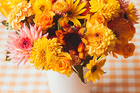 厨房桌子上花的花瓶秋天的岳洛花图片