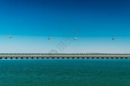 空中缆车瓦斯科达加马桥里斯本,葡萄牙背景