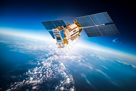飞船背景环绕地球的太空卫星这幅图像的元素由美国宇航局提供背景