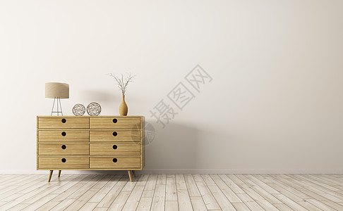家具衣柜现代室内客厅与木制橱柜三维渲染背景