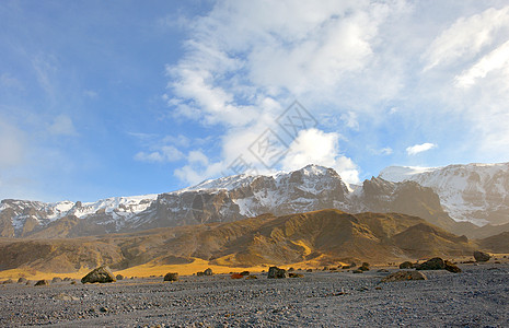 冰岛Langjokull冰川附近的山脉岩石图片