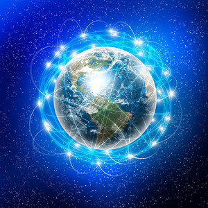 蓝色地球地球它表的通讯高速技术的象征背景