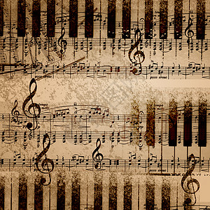 旧纸张背景上的音乐音符背景图片