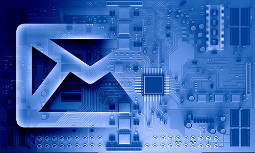 互联网背景电路板蓝色背景背景图像与系统主板电子邮件符号背景