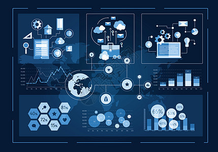 人类用户业务信息图图标的未来主义用户界图片