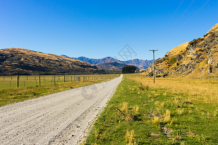 风景如画新西兰阿尔卑斯山道路的自然景观图片