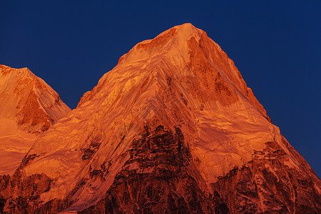 陈曦风景优美的山景,坎陈琼加地区,喜马拉雅山,尼泊尔背景