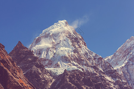 陈曦风景优美的山景,坎陈琼加地区,喜马拉雅山,尼泊尔背景