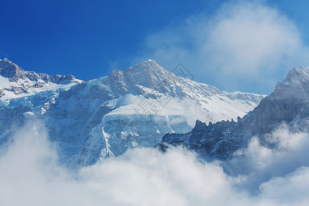 风景优美的山景,坎陈琼加地区,喜马拉雅山,尼泊尔图片