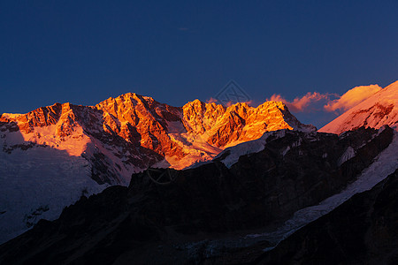 风景优美的山景,坎陈琼加地区,喜马拉雅山,尼泊尔图片