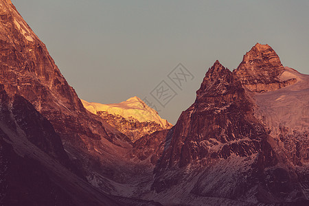 陈曦风景优美的山景,坎陈琼加地区,喜马拉雅山,尼泊尔背景