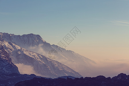 风景优美的山景,坎陈琼加地区,喜马拉雅山,尼泊尔图片