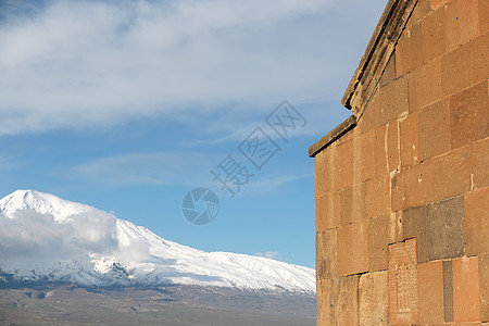 亚美尼亚古修道院KhorVirap的部分,背景为Ararat山成立于21662图片