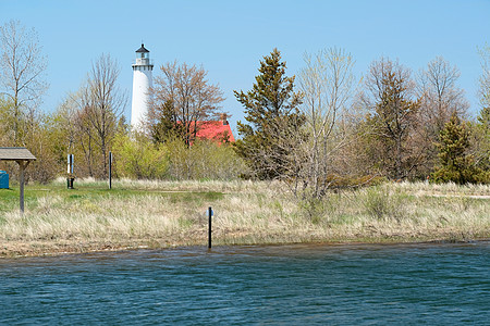 塔瓦斯点灯塔,建于1876,胡伦湖,密歇根州,美国图片
