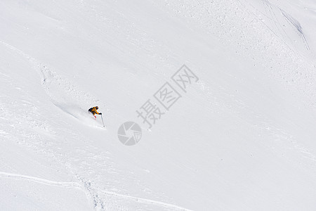 极限自由滑雪滑雪者滑雪新鲜的粉末雪下坡冬季山脉图片