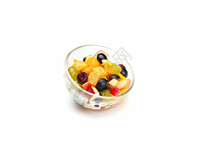 沙拉与新鲜水果浆果健康食品分离白色背部图片