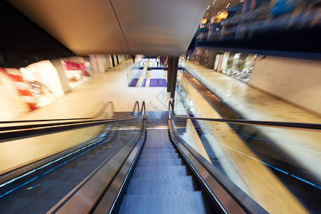 购物中心自动扶梯变焦模糊运动背景图片