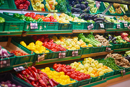超市蔬菜区超市里的水果蔬菜高清图片