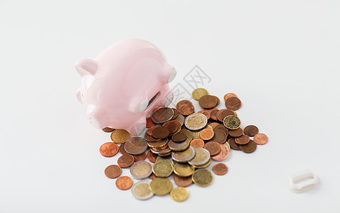商业金融投资储蓄预算欧元硬币储蓄罐图片