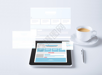 商业技术平板电脑与网页模板咖啡杯用网页模板平板电脑图片