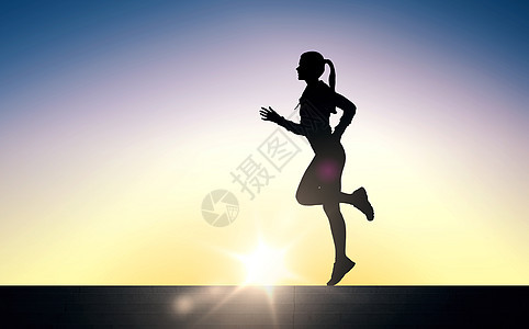 健身,运动,人健康的生活方式快乐的轻运动女户外跑步图片