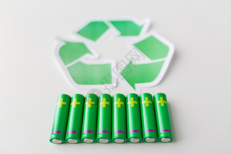 废物回收垃圾处理环境生态封闭废旧碱电池绿色回收符号图片