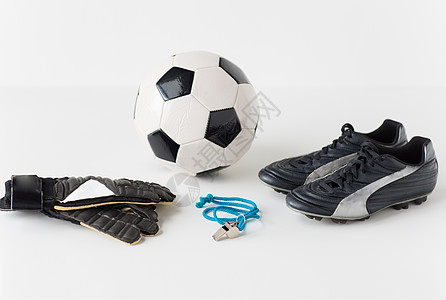运动,足球体育设备的球,哨子,守门员手套足球靴图片