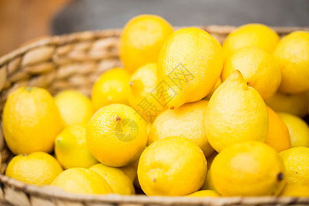 素食,水果柑橘的新鲜成熟柠檬篮子图片