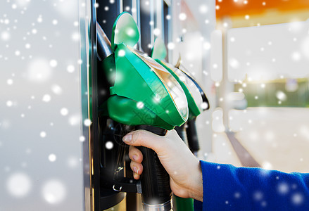 冬季,燃料,石油,油箱运输手汽油软管加油站雪图片