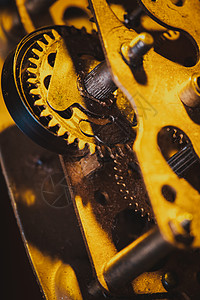机械生锈时钟的内部个更大的角度老式时钟机制图片