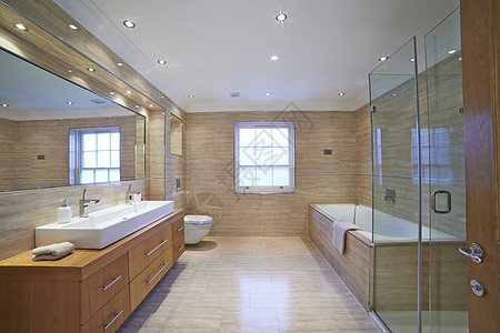 美丽的豪华浴室的内部视图图片