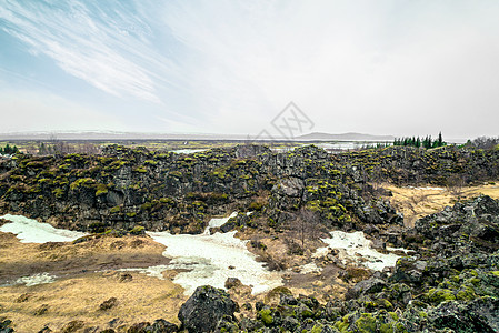 冰岛塞弗利尔公园的冰河时代景观背景