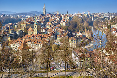 瑞士伯尔尼老城的全景图片