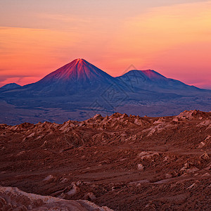 日落火山,LicancaburJuriques,阿塔卡马沙漠,智利图片