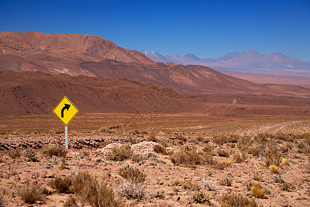 智利阿塔卡马沙漠的交通标志图片