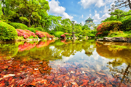 大阪花园看大阪城堡,日本大阪图片