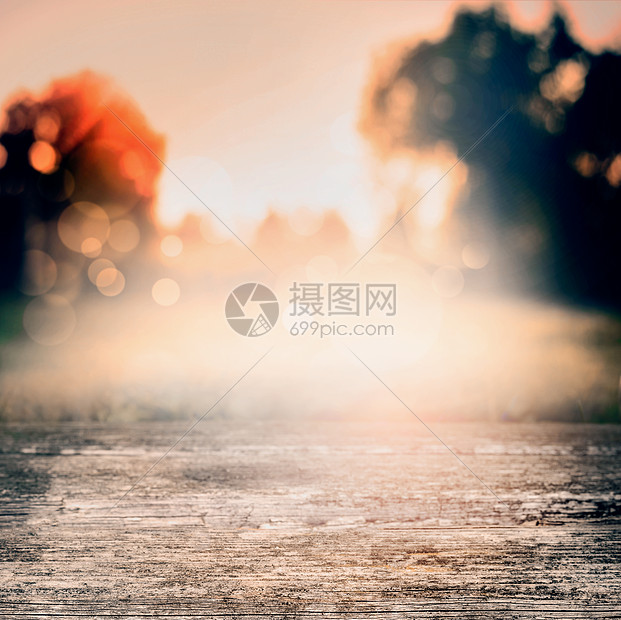 黑暗自然背景下的空木桌