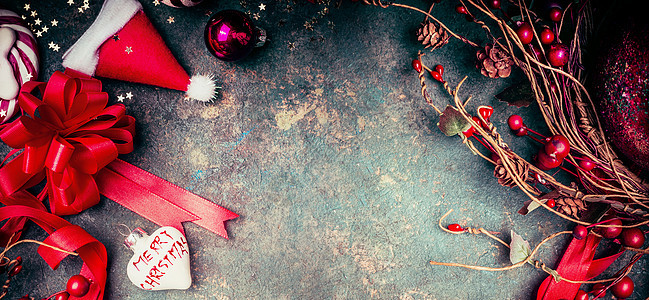 诞背景与红色节日装饰图片
