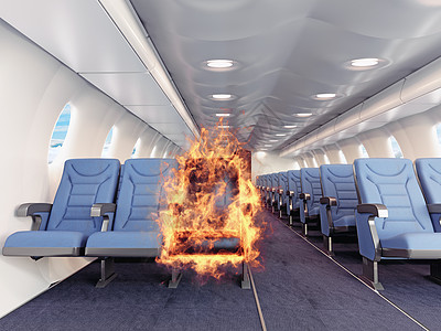 飞机机舱里着火了三维创意高清图片