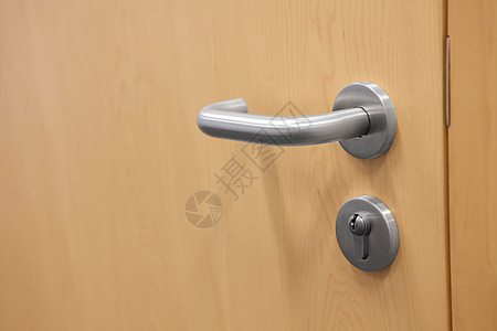 金属锁用门把手关上门背景