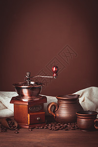 咖啡生活乡村风格的棕色背景咖啡还活着图片