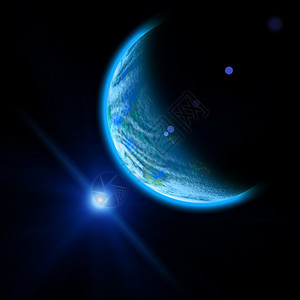 太空中的行星蓝色明亮的恒星图片