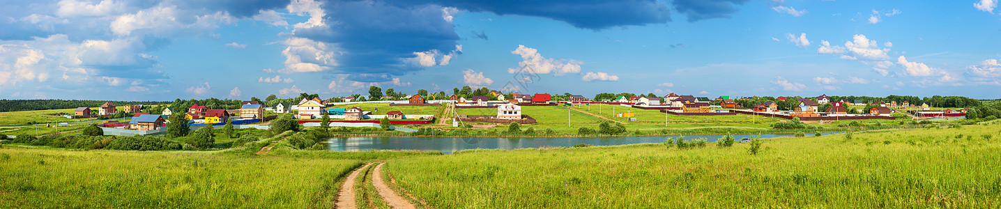 现代俄罗斯村庄全景图片