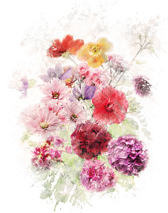 水彩数字花卉绘画图片