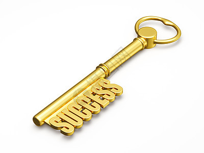 成功财富繁荣成功的金钥匙,由黄金隔离白色背景上背景图片