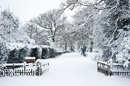 雪冬景观乡村场景与英国乡村图片