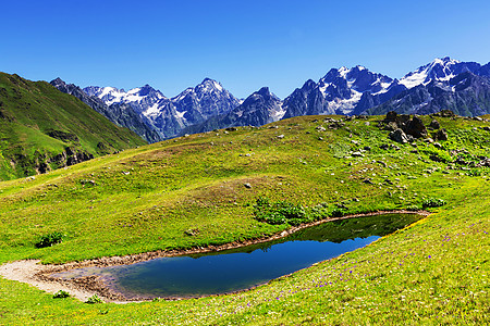 风景科鲁迪山湖,佐治亚州,斯瓦内蒂背景